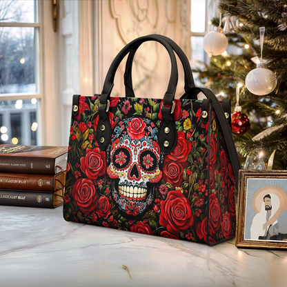 Shineful Leather Bag Roses & Sugar Skull Elegance