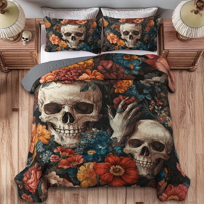 Shineful All Season Quilt 3-Piece Set - Dark Skull Aesthetic