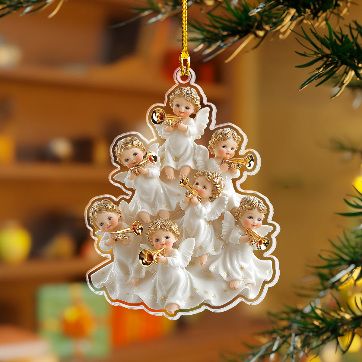 Shineful 2D Acrylic Ornament Little Angel Christmas Tree