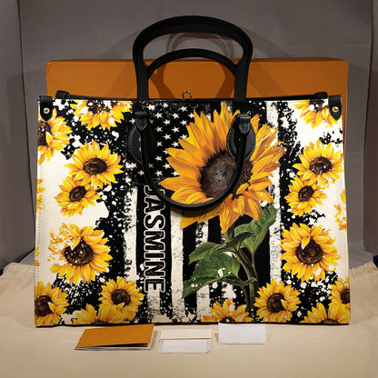 Sac en cuir brillant personnalisé Tournesol Hope Love