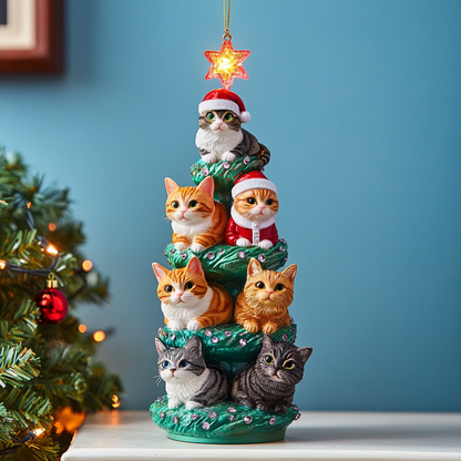 Shineful 2D Acrylic Ornament Cat Christmas Tree