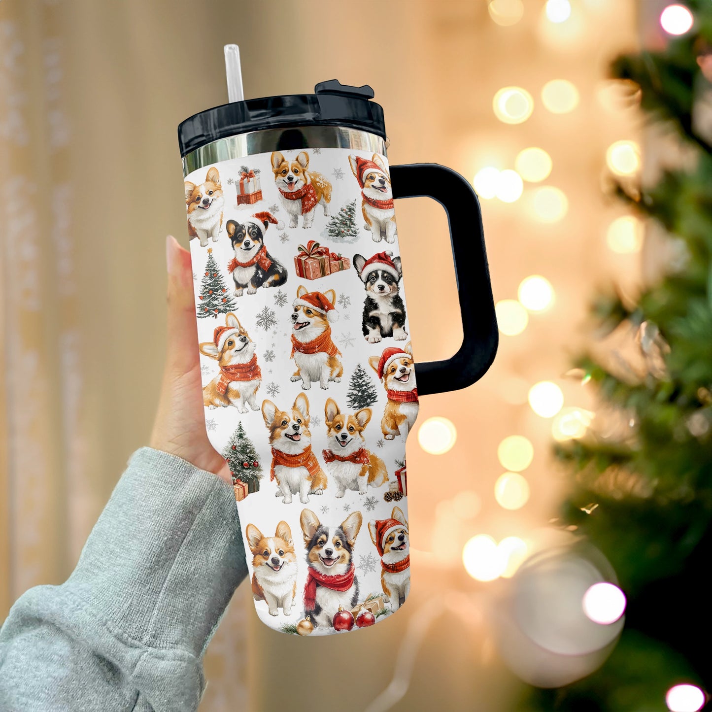 Délice de Noël Shineful Tumbler Corgis