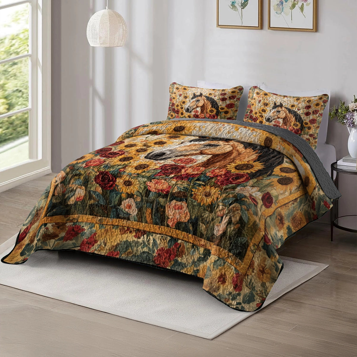 Shineful All Season Quilt 3-Piece Set - Golden Grace Horse