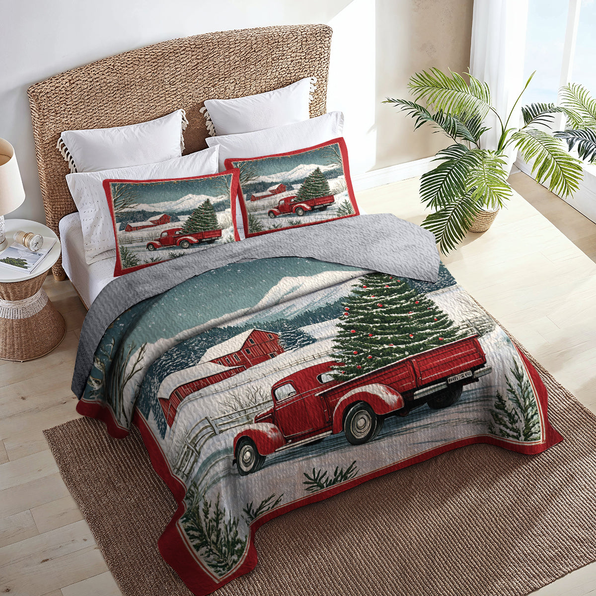 Shineful All Season Quilt 3-Piece Set Christmas Farm