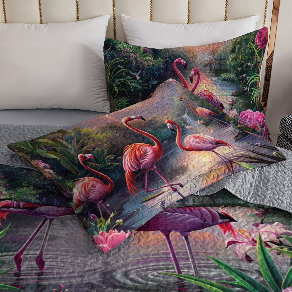 Shineful All Season Quilt 3-teiliges Set Tranquill Flamingo 