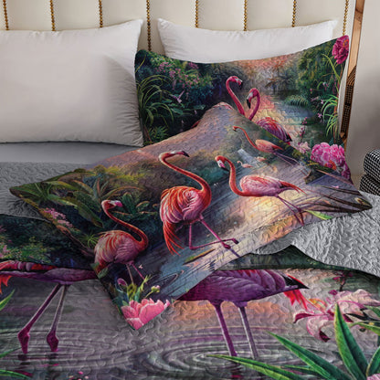 Shineful All Season Quilt 3-Piece Set Tranquill Flamingo