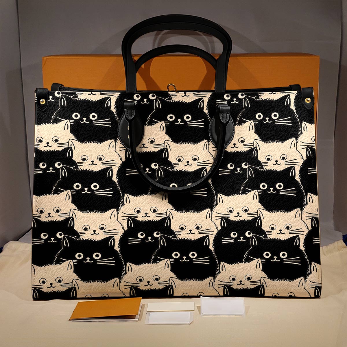 Shineful Leather Bag Cute Face Cats