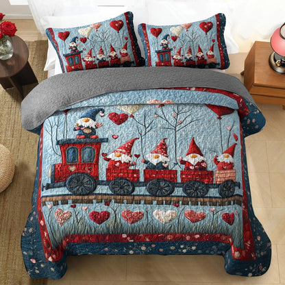 Shineful All Season Quilt 3-Piece Set Valentine's Gnome Express