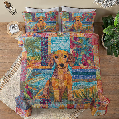 Shineful All Season Quilt 3-Piece Set Dachshund Delight Patchwork