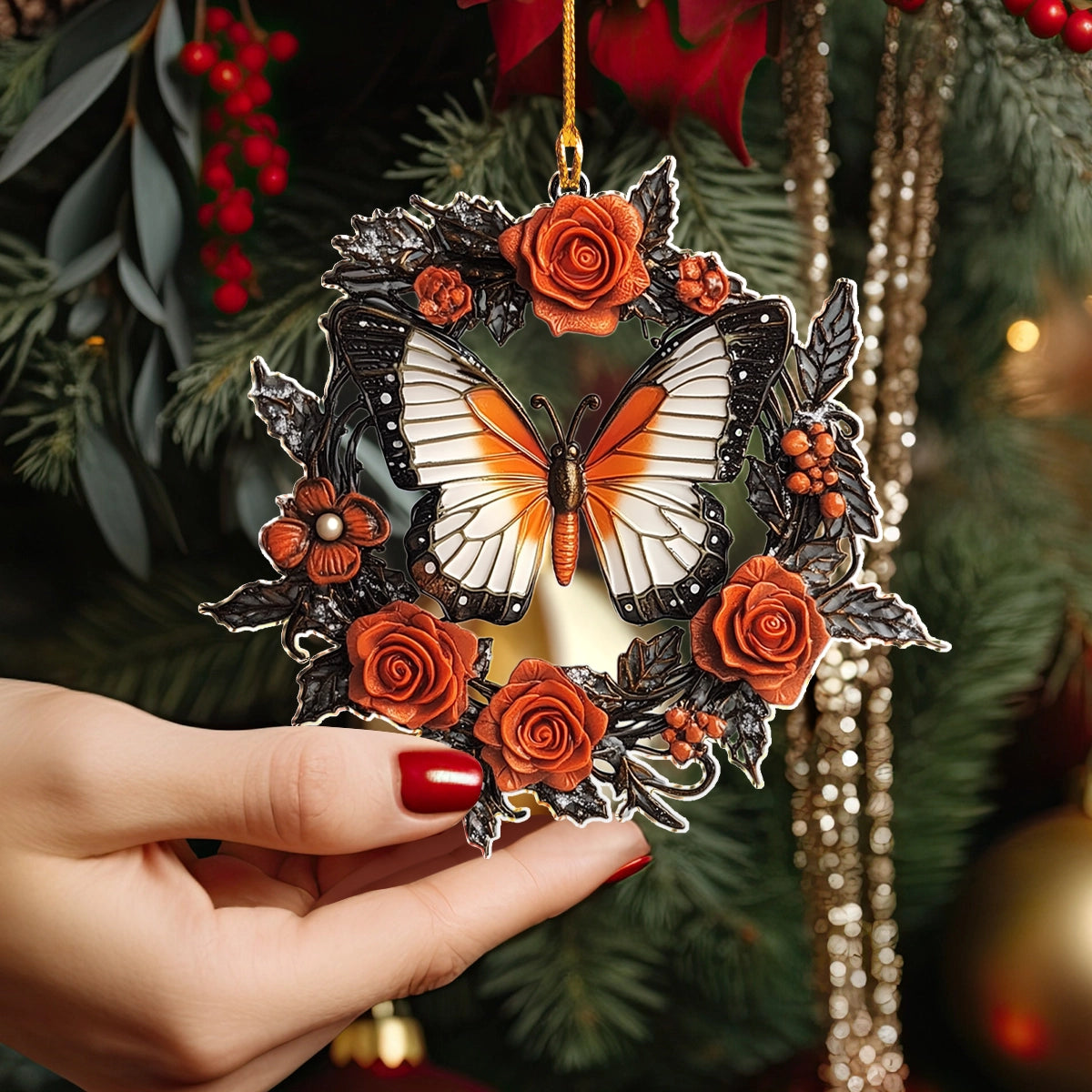 Shineful 2D Acrylic Ornament Rose Bloom Butterfly