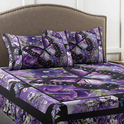 Shineful Fitted Sheet - Gorgeous Purple Butterfly Flowers