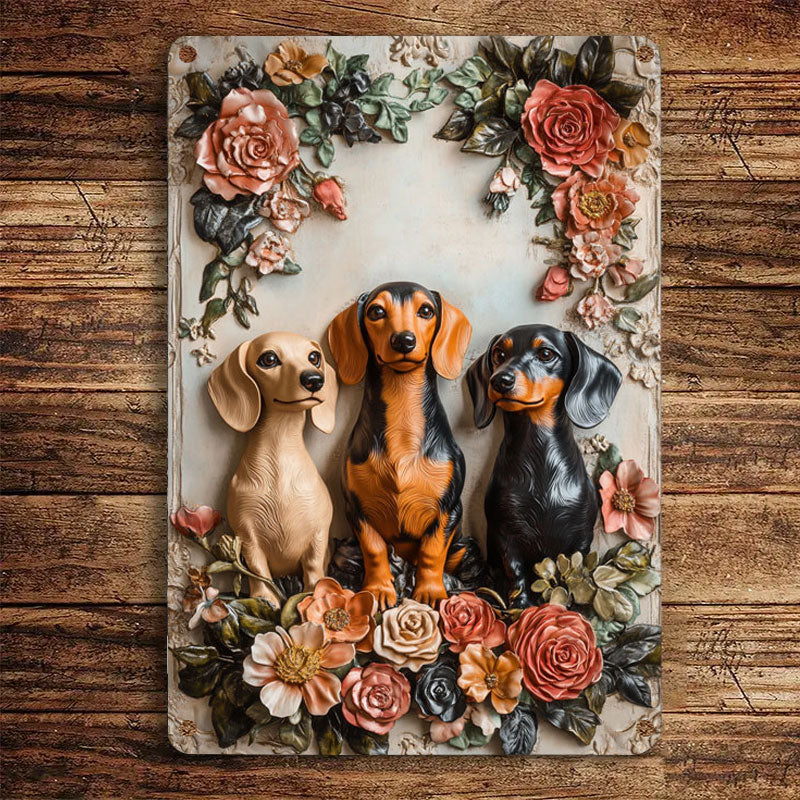 Shineful 2D Metal Sign Dachshund Bloom