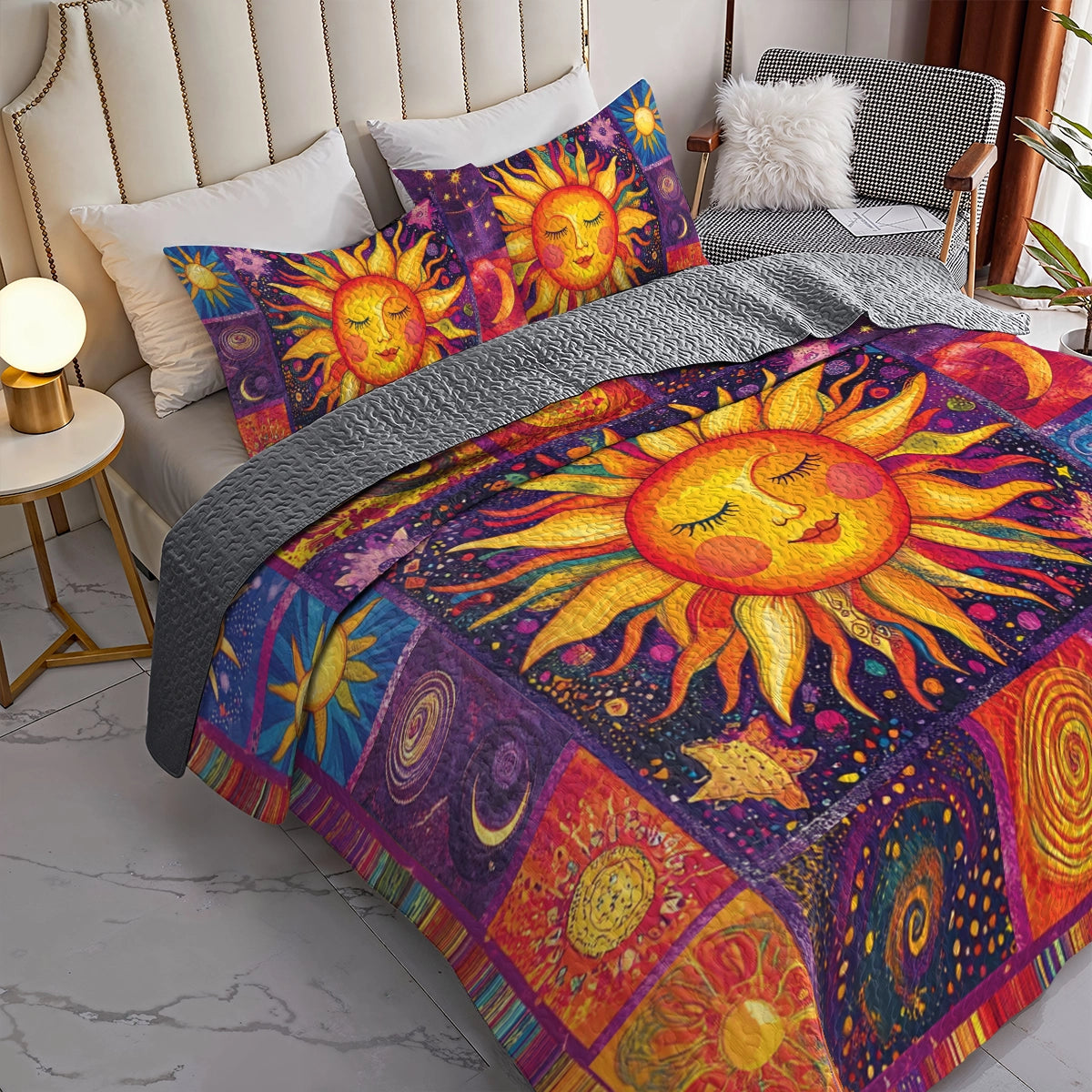 Ensemble de courtepointe toutes saisons Shineful 3 pièces Hippie Sunbeam Dreams