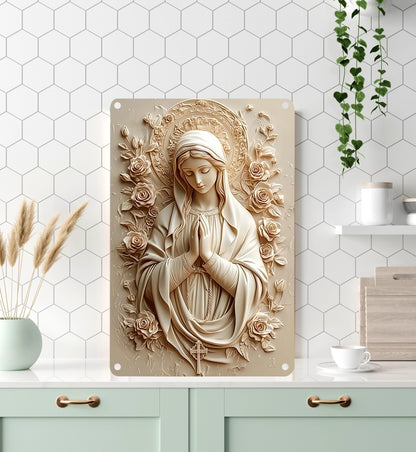 Shineful 2D Metal Sign Virgin Mary with Roses