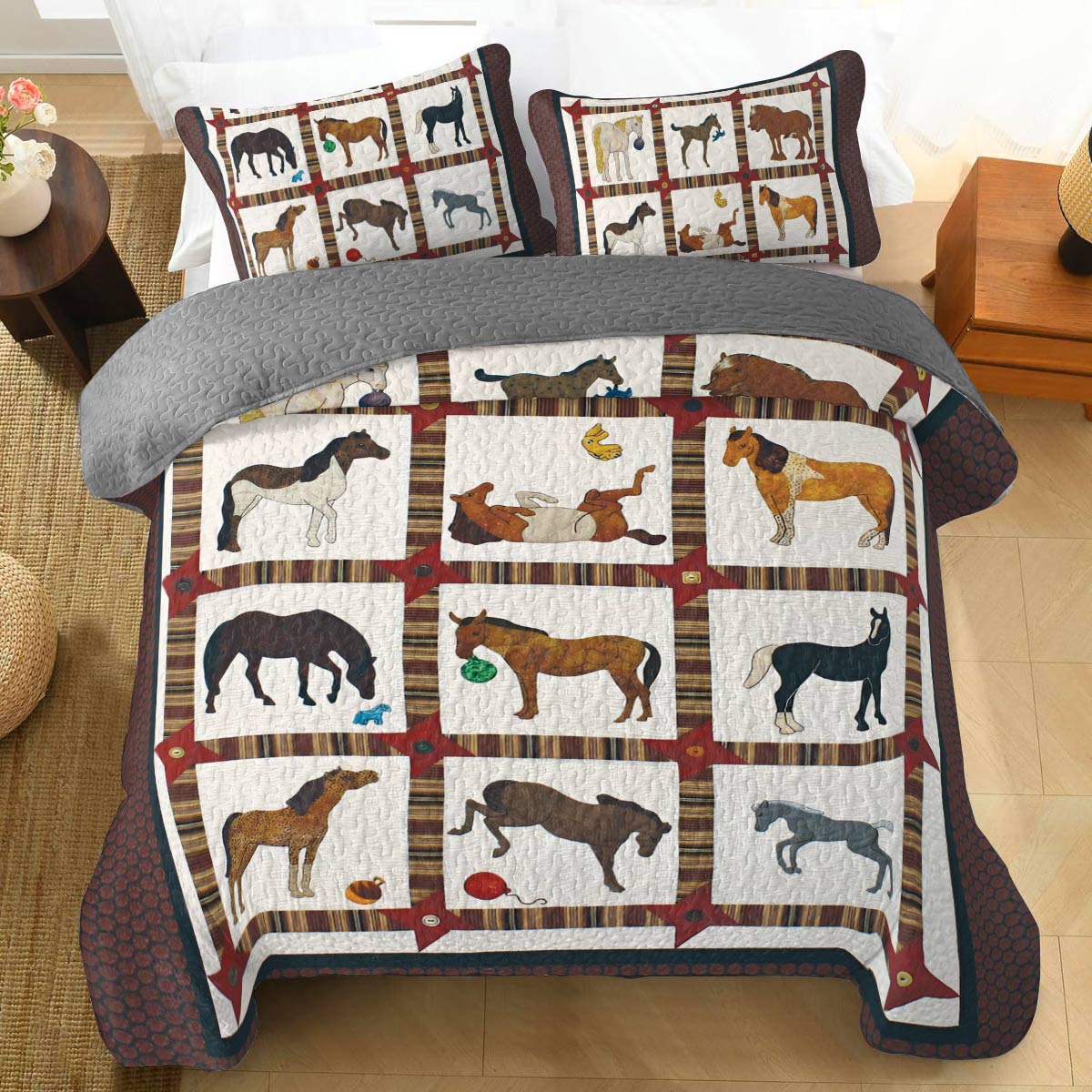 Shineful All Season Quilt 3-Piece Set Equine Classics