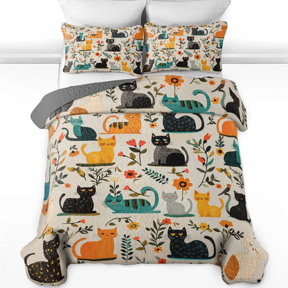 Shineful All Season Quilt 3-Piece Set - Purrfect Dreams Cat