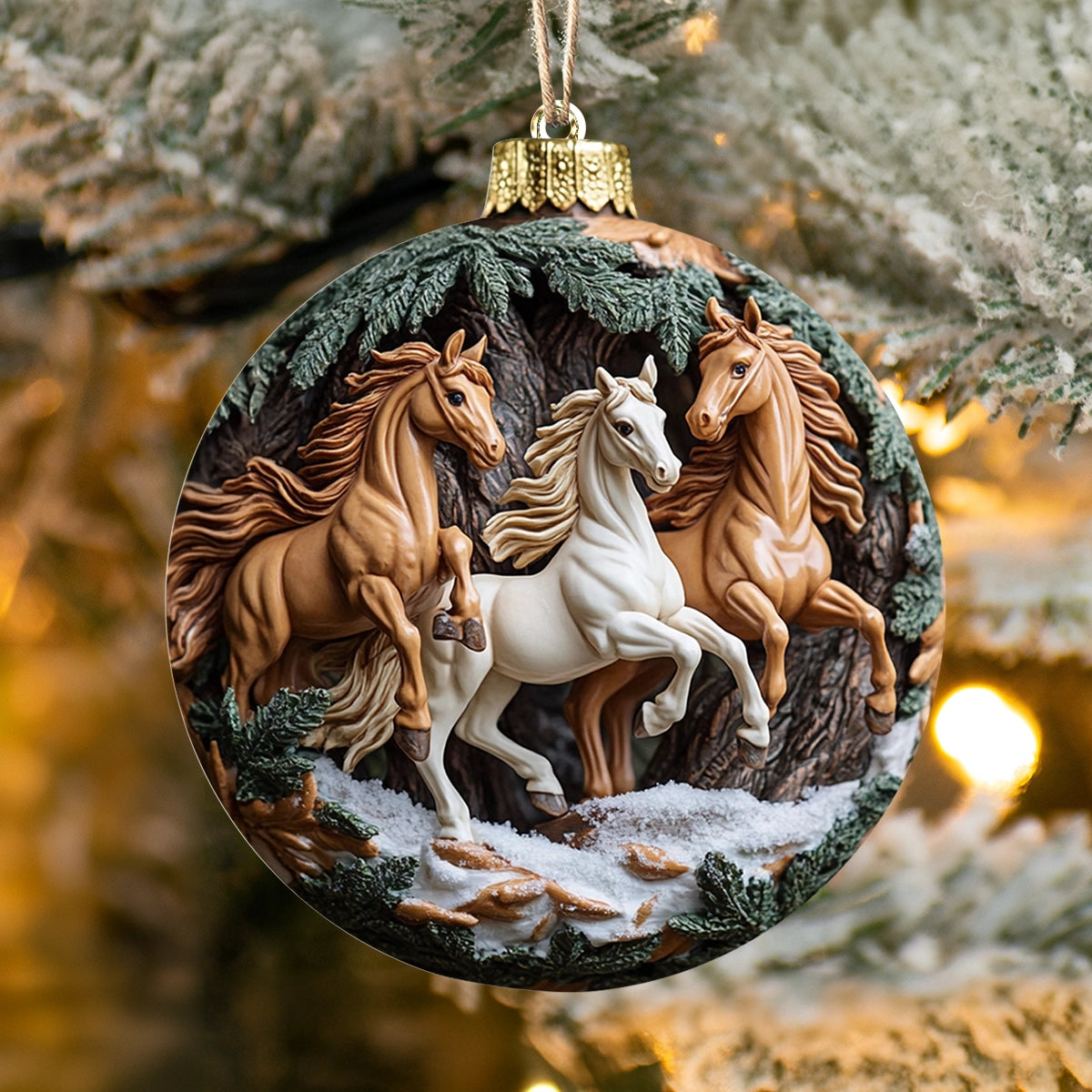 Shineful 2D Acrylic Ornament Majestic Horses Christmas