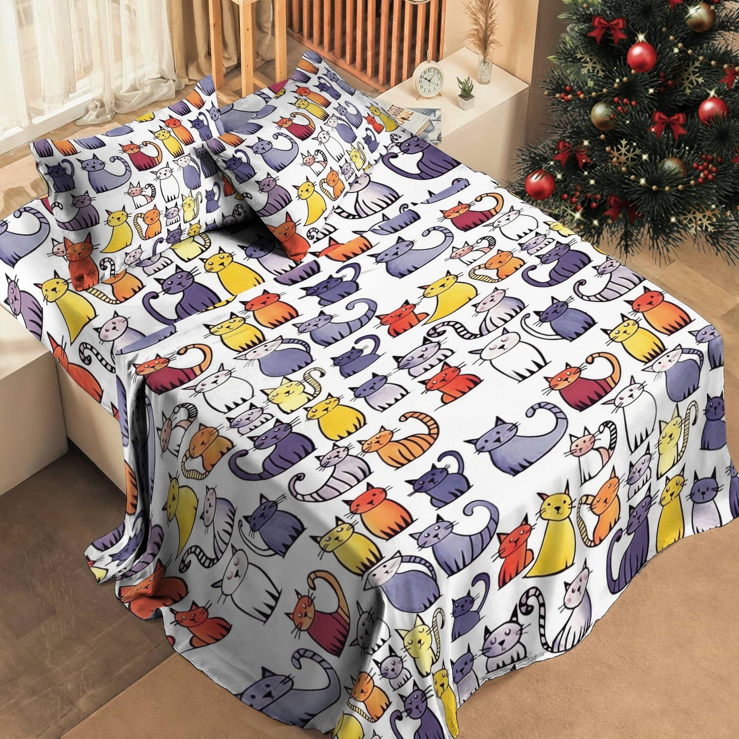 Shineful 4-Piece Bed Sheet Set Naughty Cats