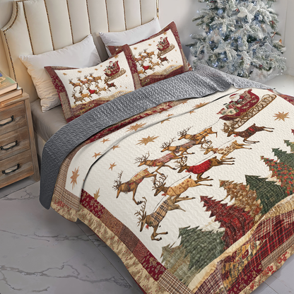 Shineful All Season Quilt 3-Piece Set Magical Santa Sleigh