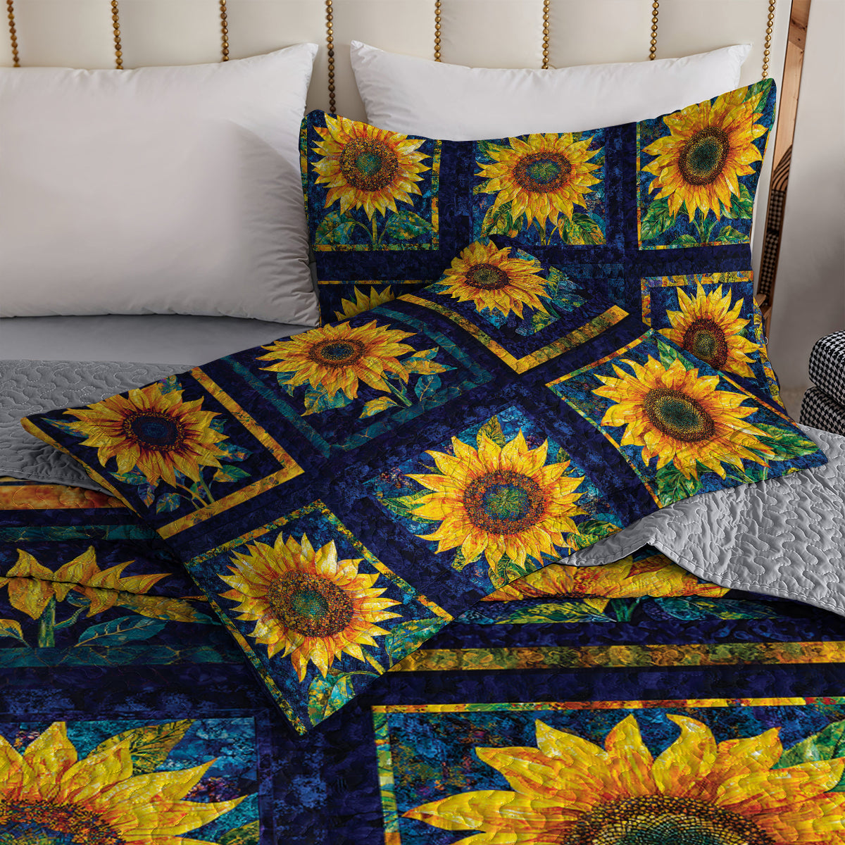 Shineful All Season Quilt 3-Piece Set -  Sunflowers Bloom Brilliantly