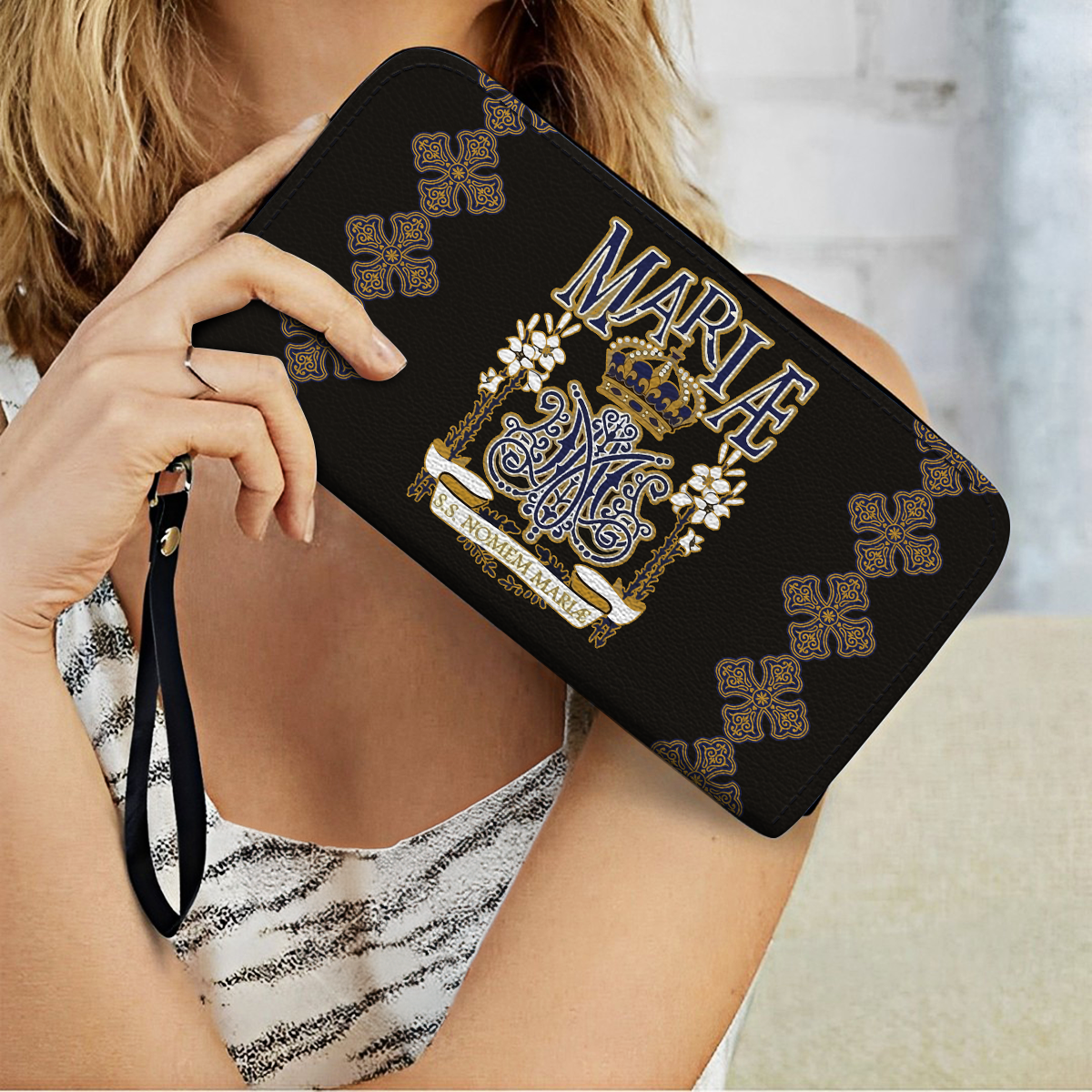 Shineful Leather Clutch Purse With Wristlet Strap Handle Regal Devotion