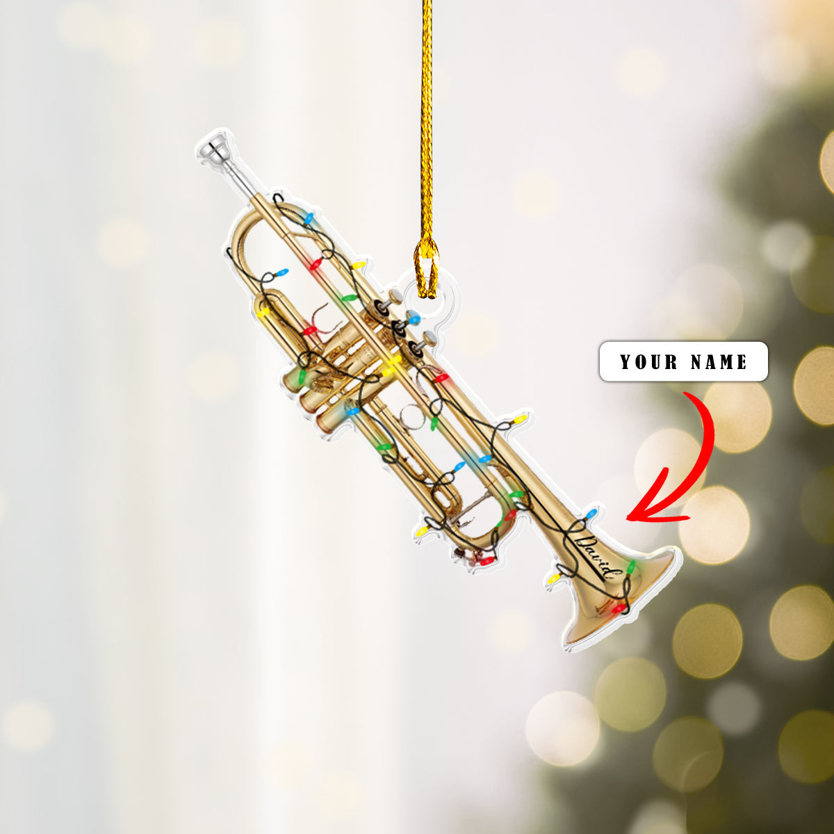 Shineful Personalized 2D Acrylic Ornament - Trumpet Christmas