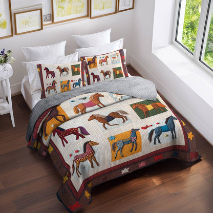 Shineful All Season Quilt 3-Piece Set Playful Horses