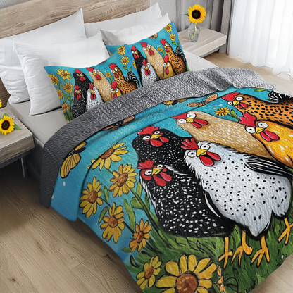 Shineful All Season Quilt 3-Piece Set Funny Feathered Friends