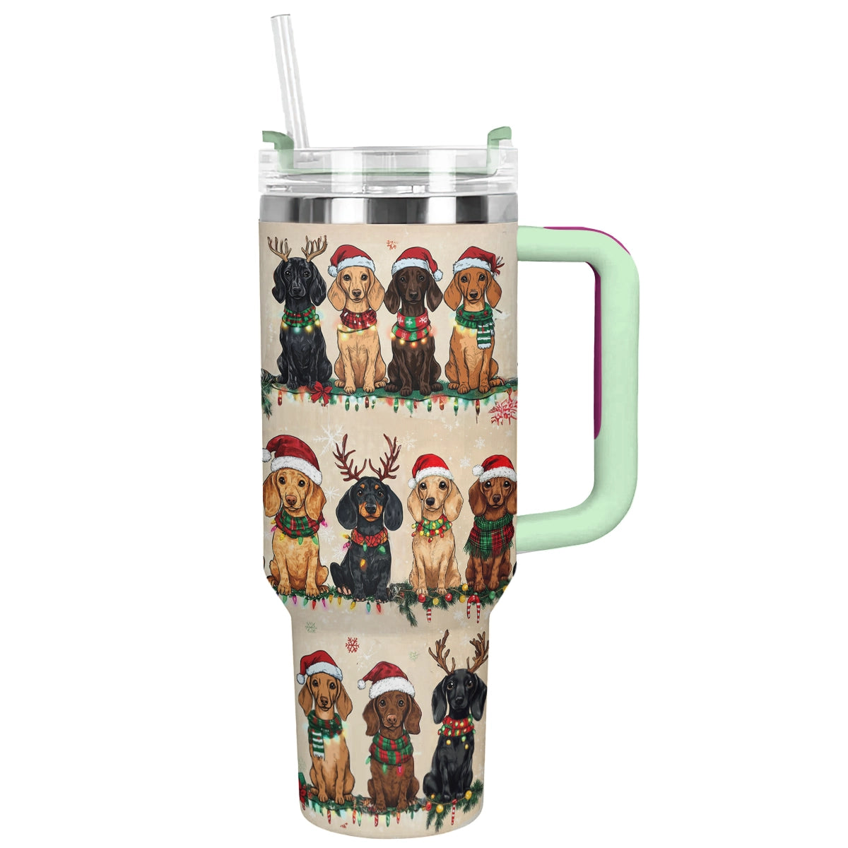 Shineful Tumbler Christmas Dachshund Party