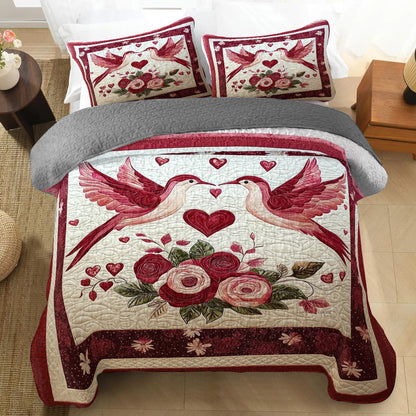 Shineful All Season Quilt 3-teiliges Set Heartfelt Birds and Blooms 