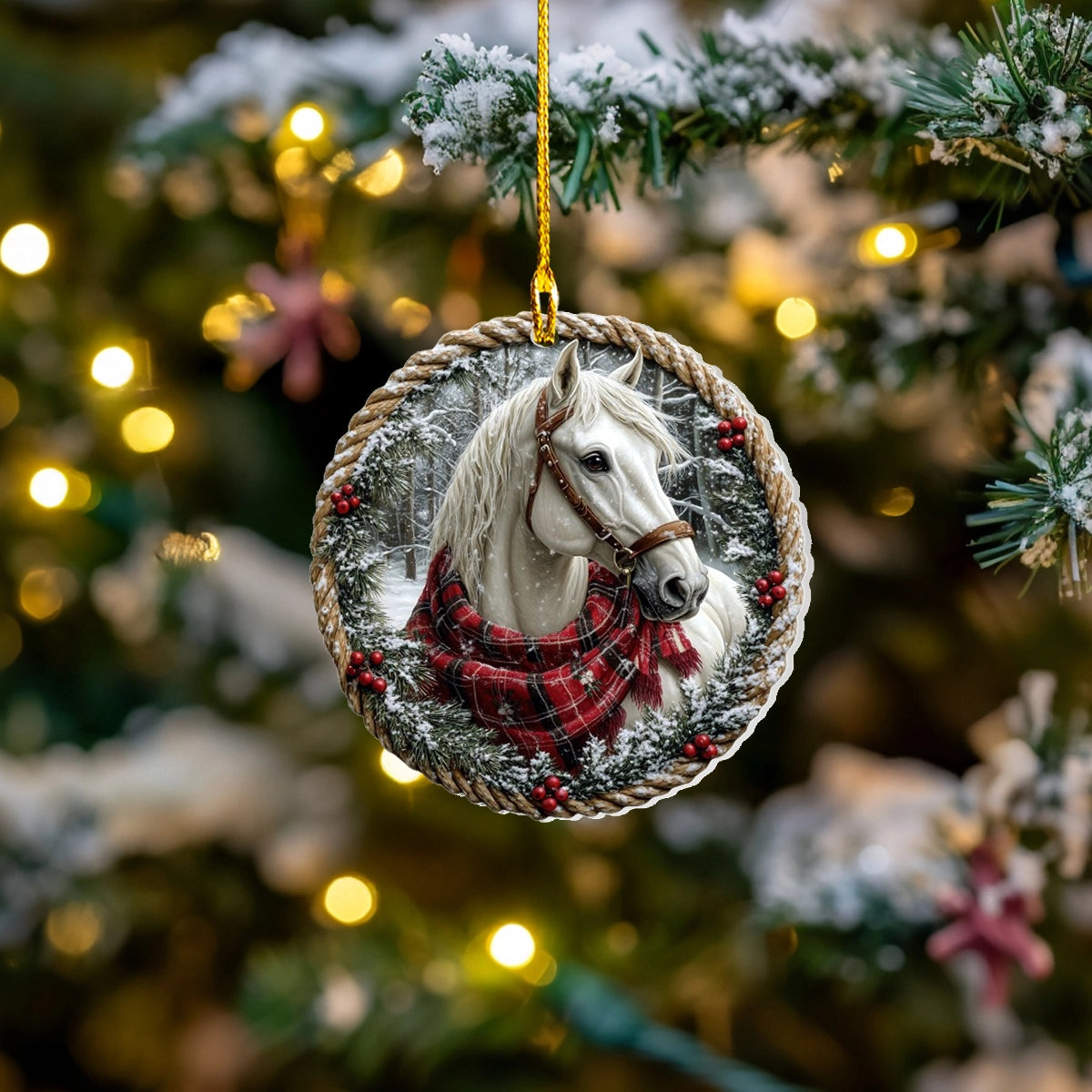 Shineful 2D Acrylic Ornament - White Horse in Winter