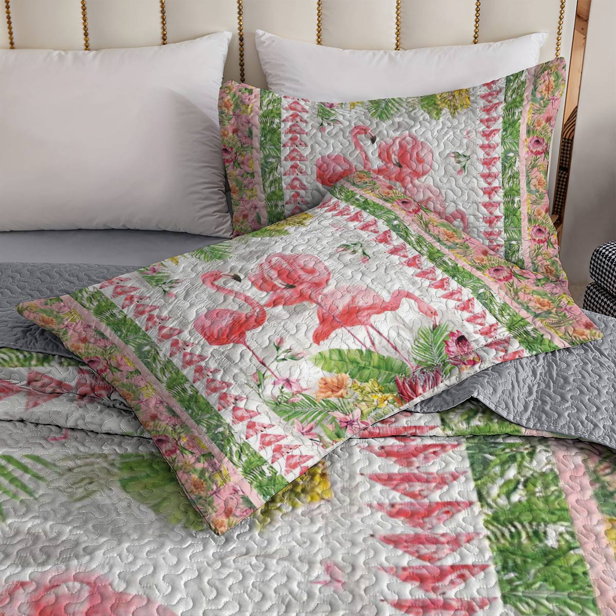 Shineful All Season Quilt 3-Piece Set Flamingo Fever