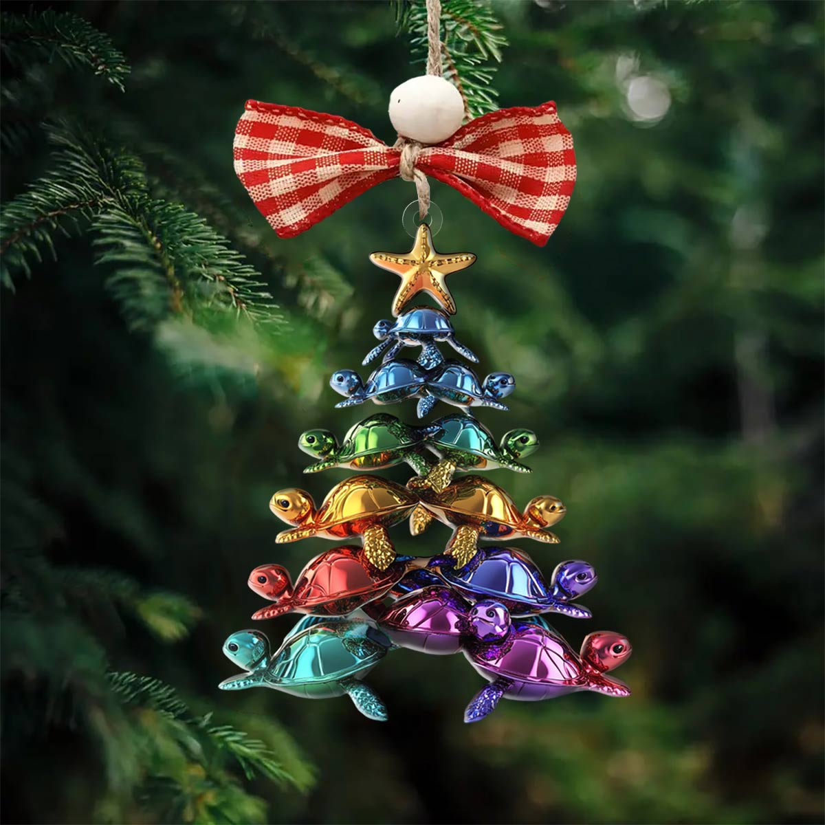 Shineful 2D Acrylic Ornament Cute Colorful Sea Turtles Christmas Tree