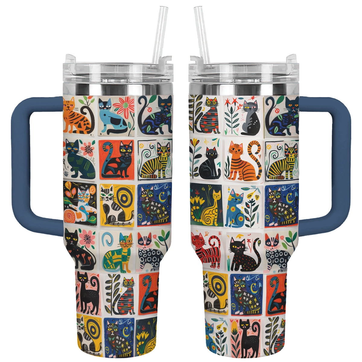 Shineful Tumbler Whimsical Cat Collage