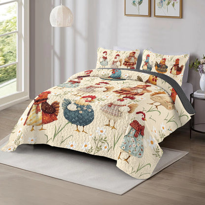 Shineful All Season Quilt 3-Piece Set - Cozy Chicken