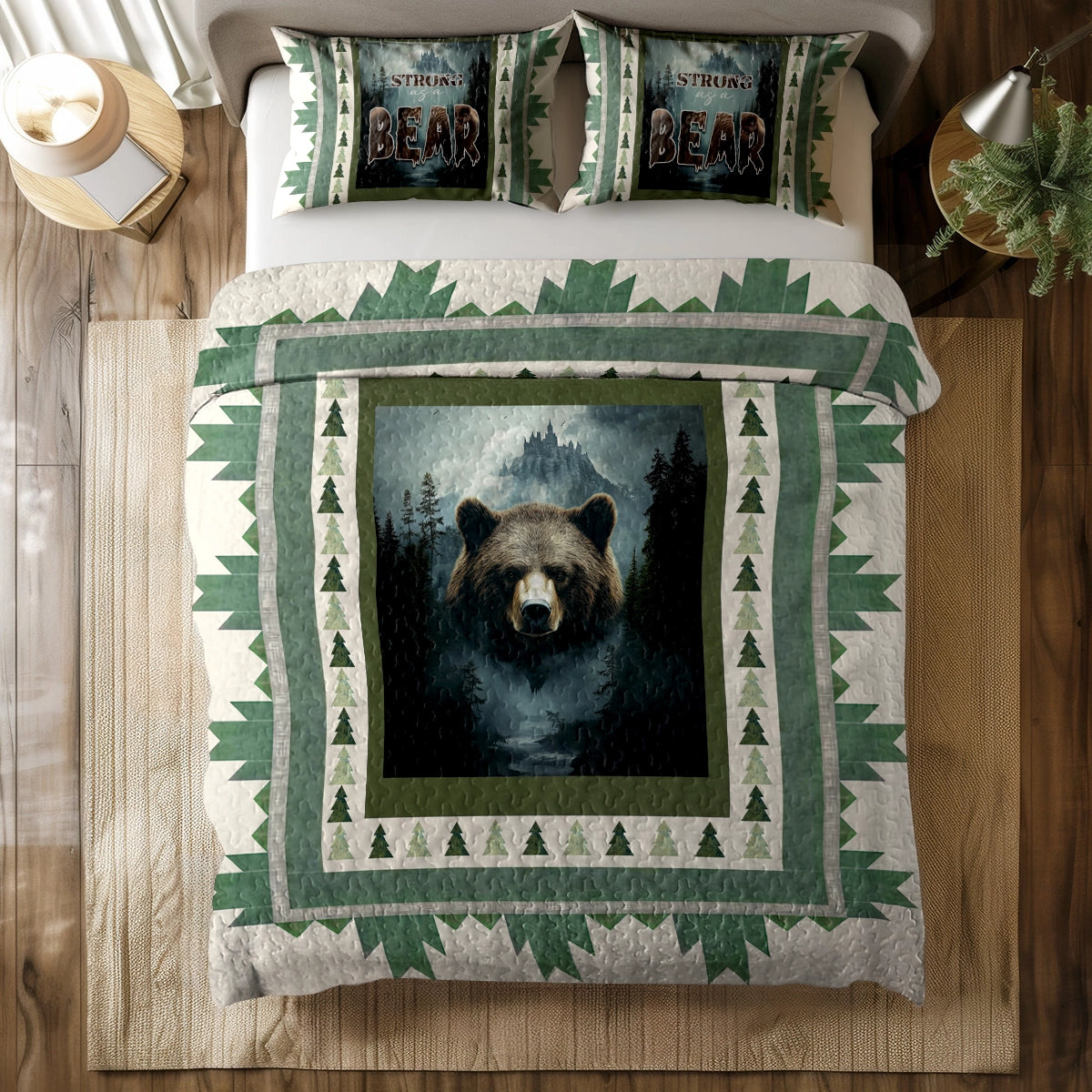 Shineful All Season Quilt 3-teiliges Set - Forest Guardian Bear 