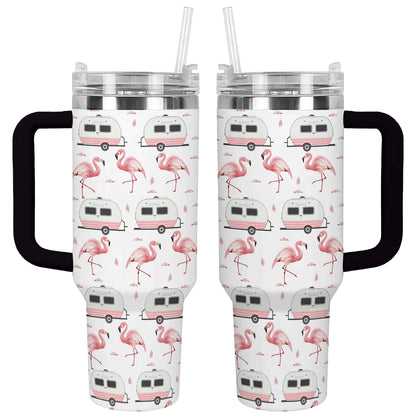 Shineful Tumbler Pink Flamingo Camper