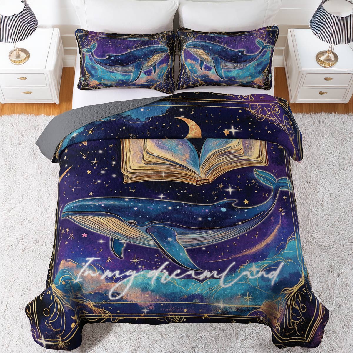 Shineful All Season Quilt 3-teiliges Set Cosmic Whales 