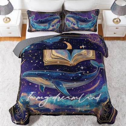 Shineful All Season Quilt 3-Piece Set Cosmic Whales