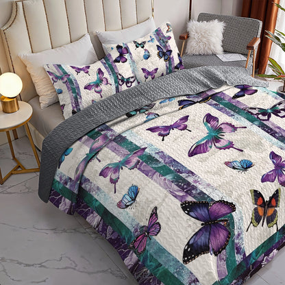 Shineful All Season Quilt 3-Piece Set Fluttering Elegance Butterfly