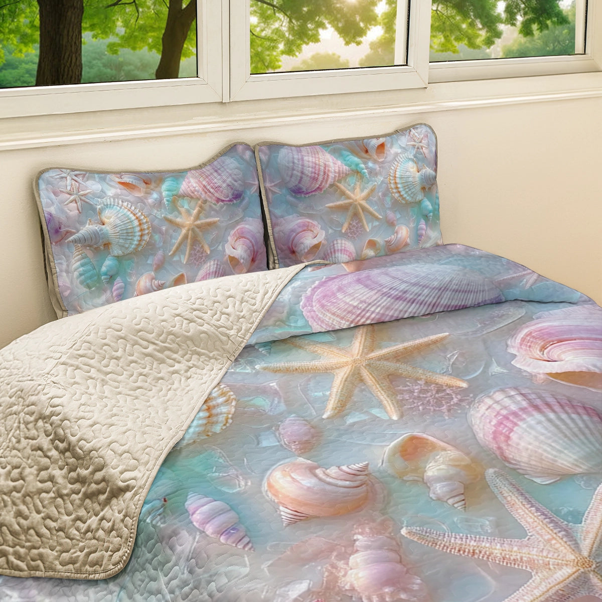 Shineful All Season Quilt 3-Piece Set - Seashell Whisper