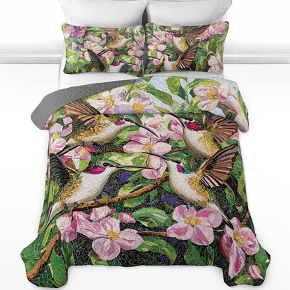 Shineful All Season Quilt 3-Piece Set Hummingbird Garden