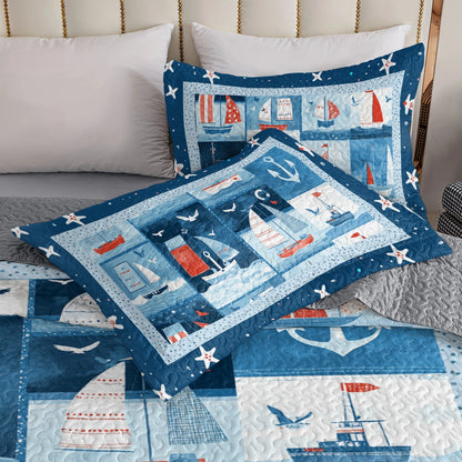 Ensemble de courtepointe toutes saisons Shineful 3 pièces Sailing Ocean Breeze