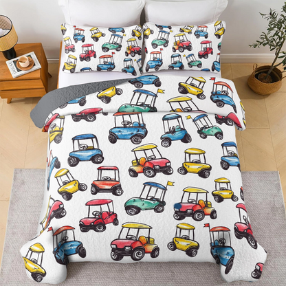 Shineful All Season Quilt 3-Piece Set Golf Cart Getaway