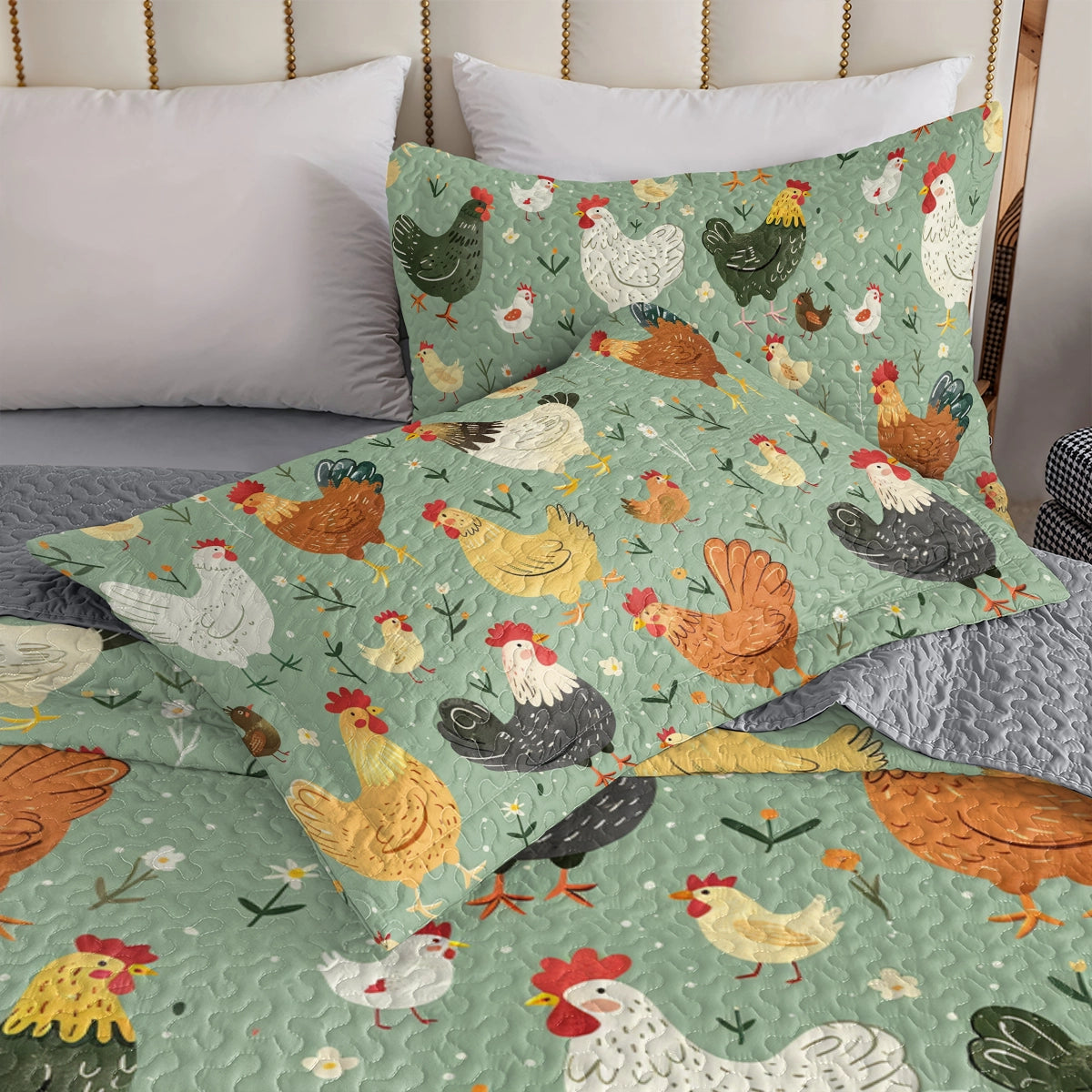 Shineful All Season Quilt 3-Piece Set Chicken Country Charm