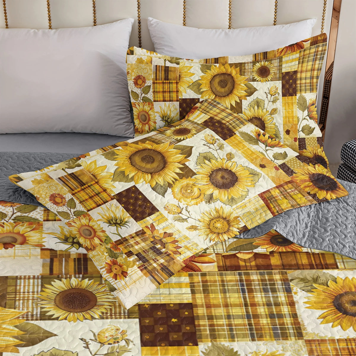 Shineful All Season Quilt 3-Piece Set Sunflower Radiant Bloom