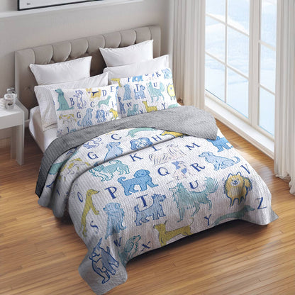 Shineful All Season Quilt 3-Piece Set ALPHABET DOG