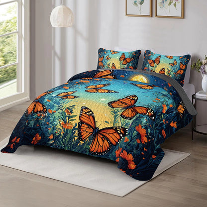 Shineful All Season Quilt 3-Piece Set - Butterfly Sunset