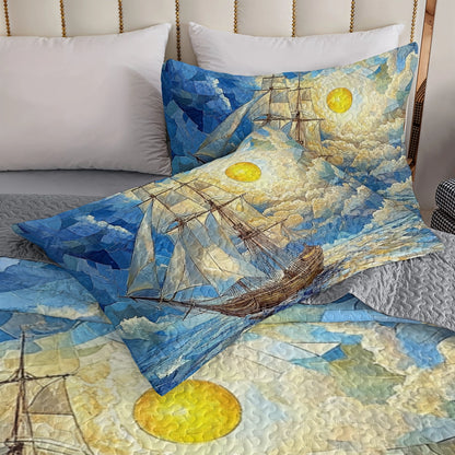 Shineful All Season Quilt 3-Piece Set Sailing Golden Horizon