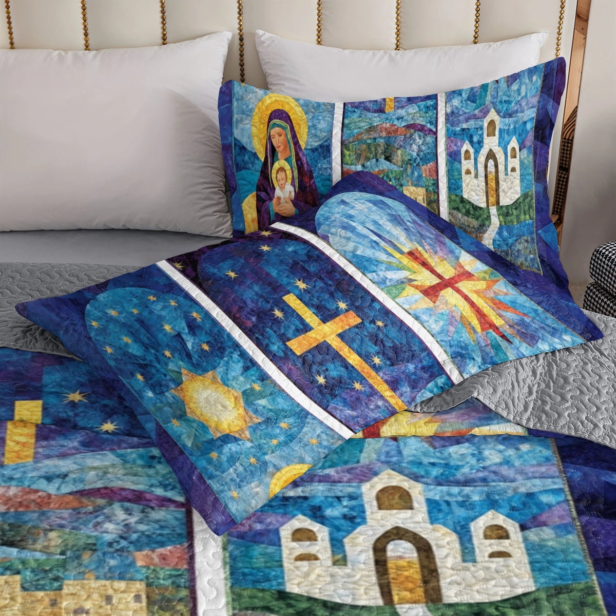 Shineful All Season Quilt 3-Piece Set God Holy Night